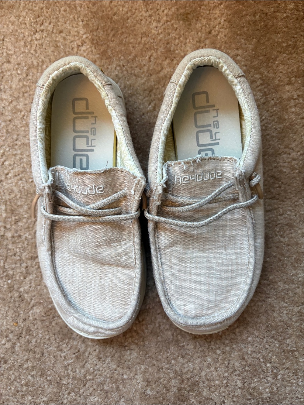 Hey Dude Boys' Slip-On Boat Shoes in Light Beige